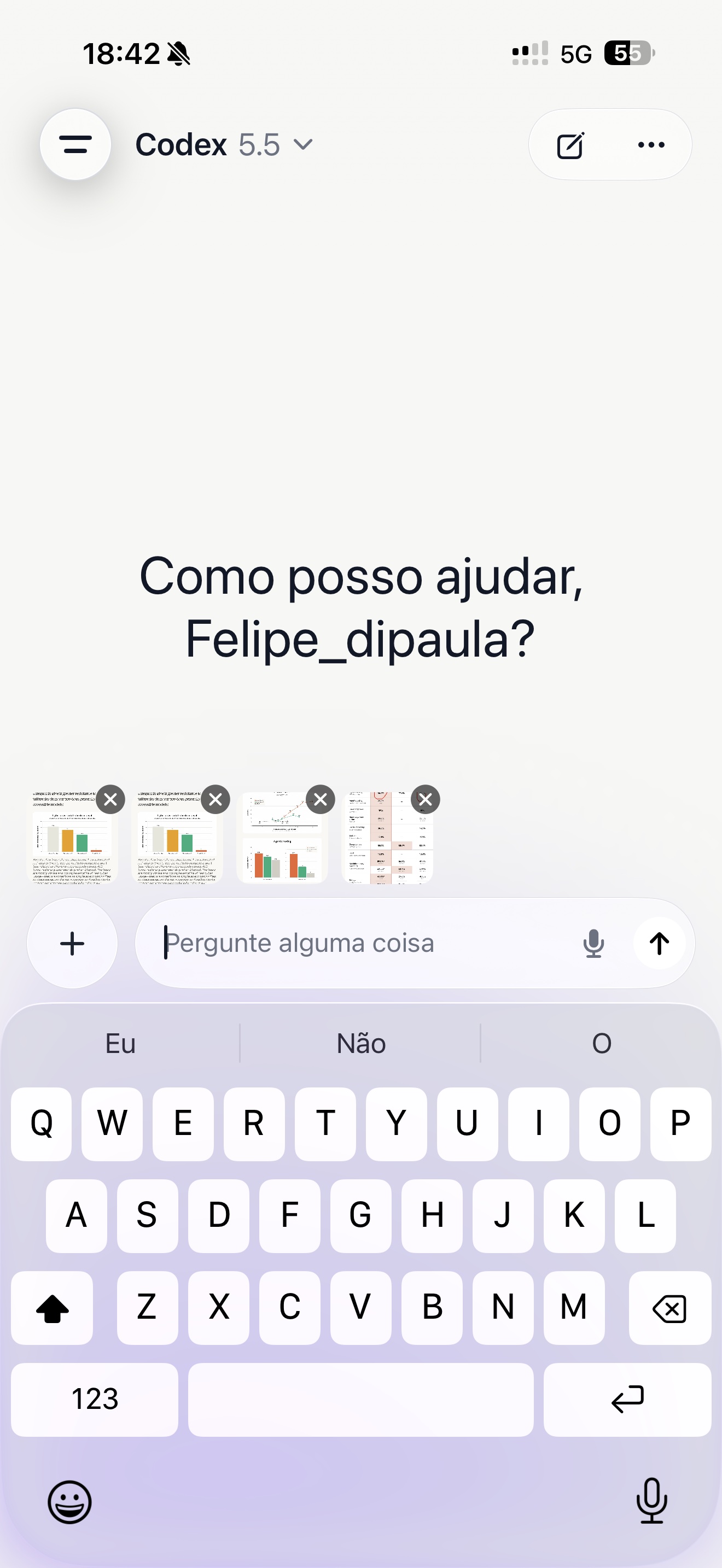 ChatLP9 com Codex 5.5 no iPhone